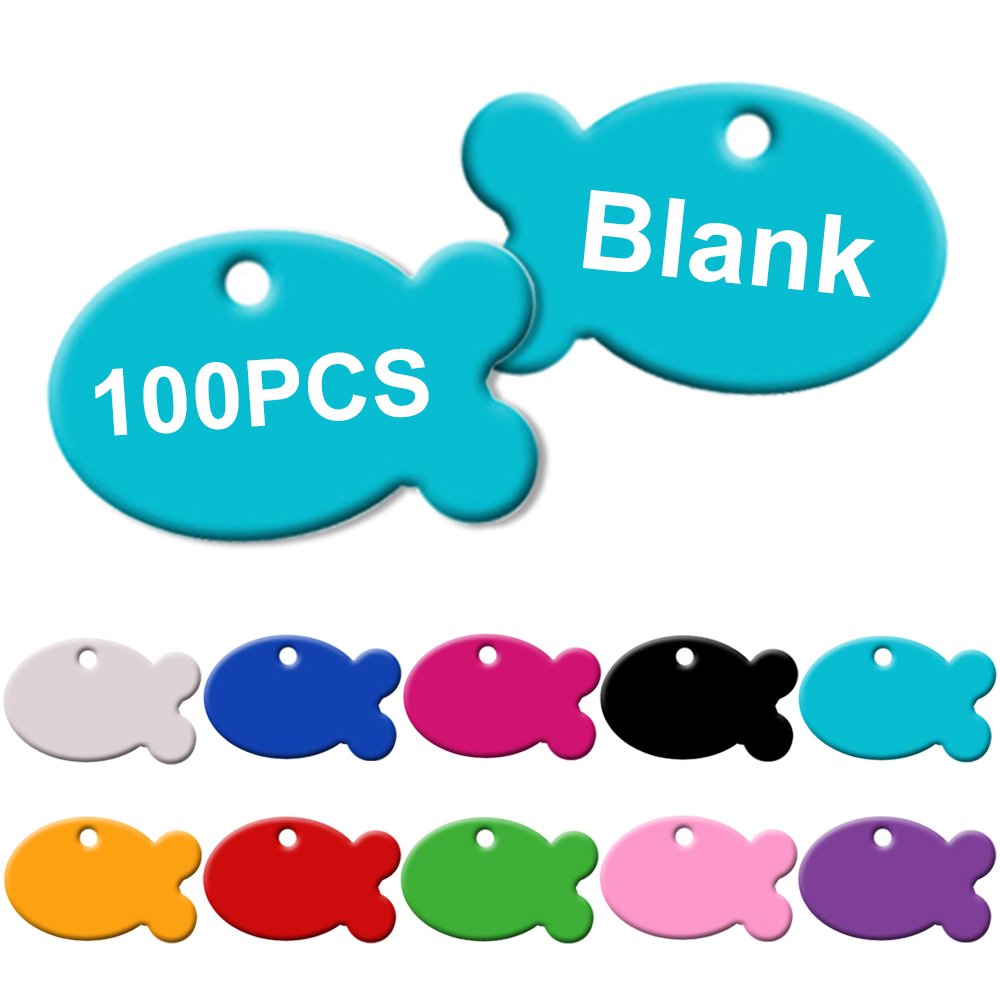 Pet Supplies Wholesale - Groothandel 100 stuks visvormige huisdier-ID-tags gepersonaliseerde