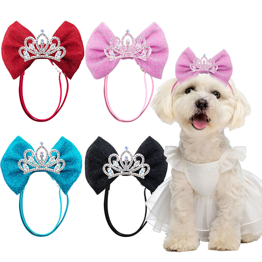 Dog Bandana Scarf - 1PC Diamanten Hond Haarelastiekjes Elastiekjes Kroonvorm