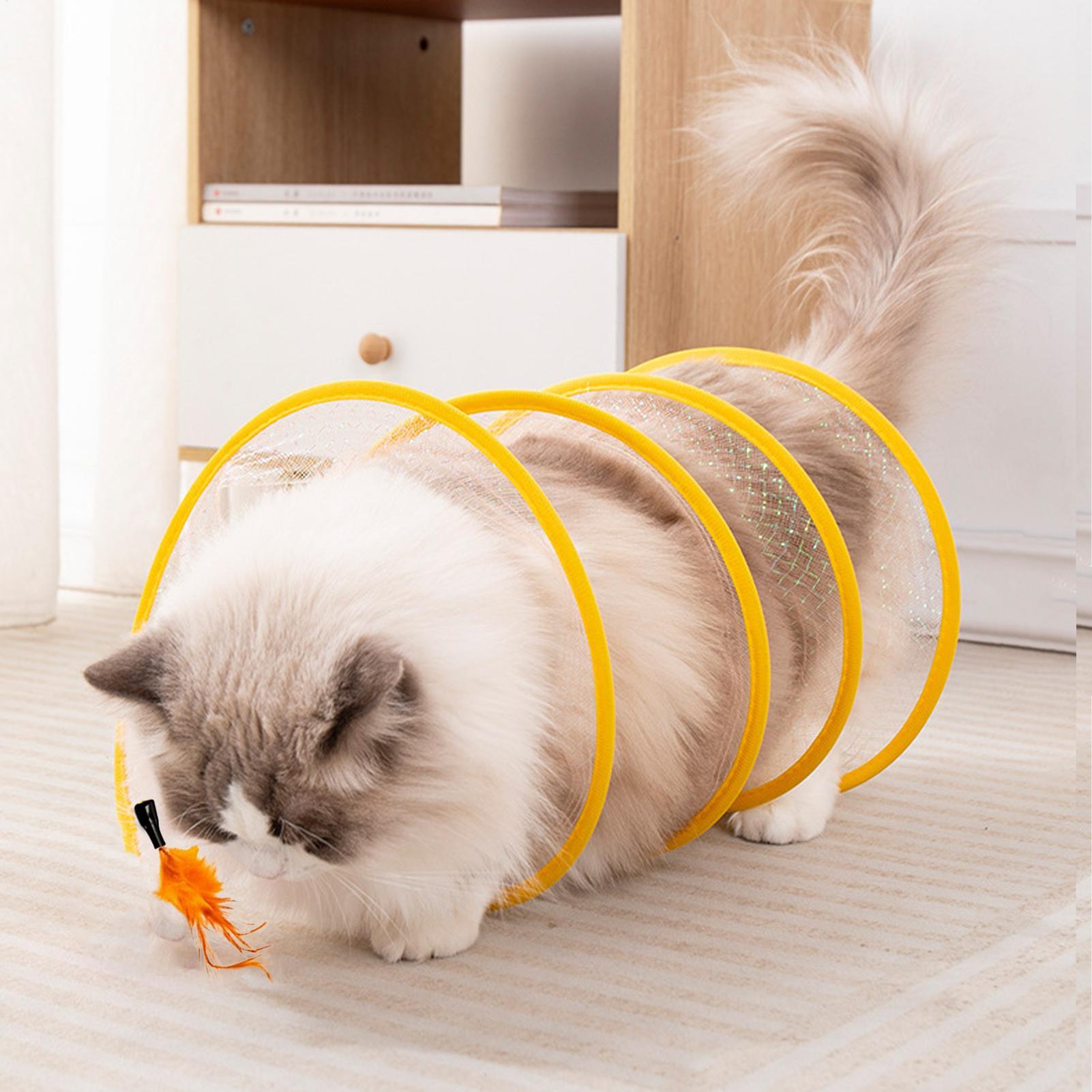 Cat Tunnel Toy - Kattentunnel Zelfspelende opvouwbare draagbare speelkanaal Jachtspiraaltunnel