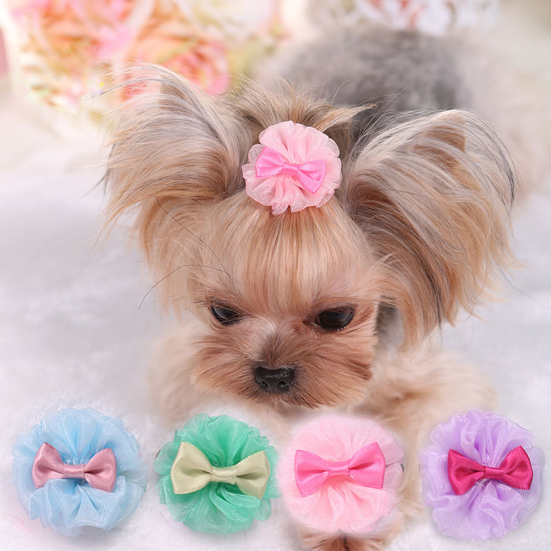 Dog Bandana Scarf - Huisdier Haarspeld Leuke Effen Kleur Bloemvormige