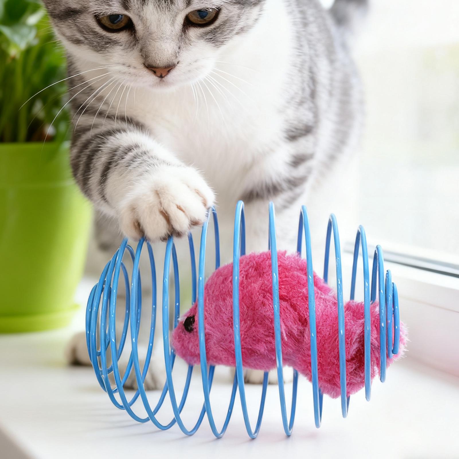 Cat Tunnel Toy - Kattenspiraalspeelgoed Interactief plezier Kleurrijk Rekbaar Veer