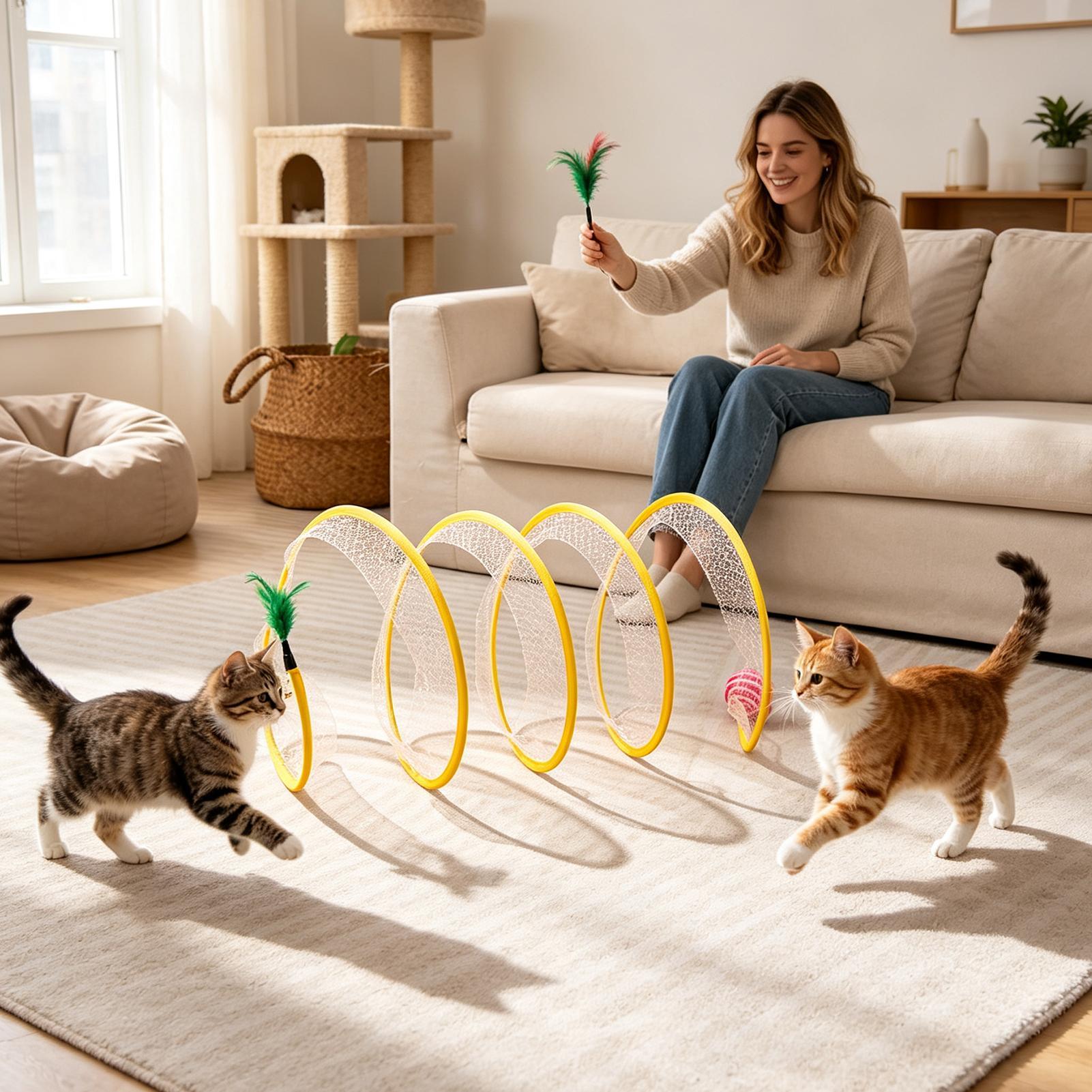 Spiralvormige kattentunnel, op - Cat Tunnel Toy recensie en prijs
